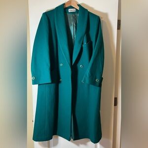 Vintage Herman Kay Teal Wool Blend Pea Coat Lining for women